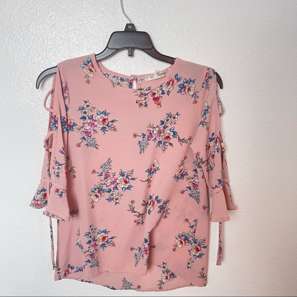 Magenta  Pink cold shoulder floral blouse size 14